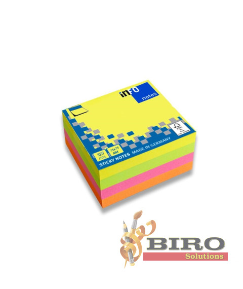 Hîrtie pentru notițe cu lipici 75x75 mm, 320 Foi, NEONMIX